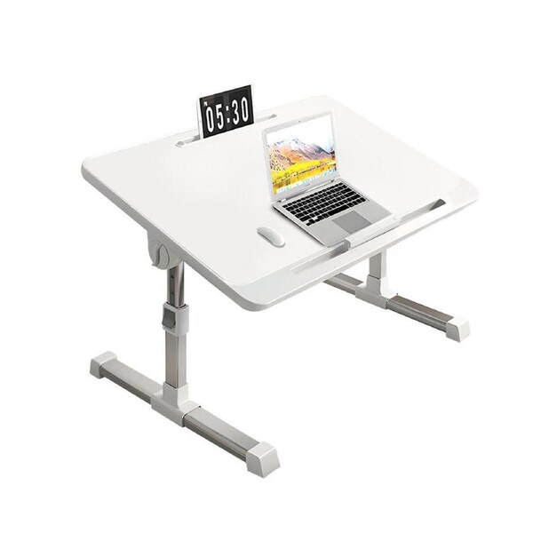 SOGA 60X40cm White Small Laptop Bed Portable Foldable Study Table Adjustable