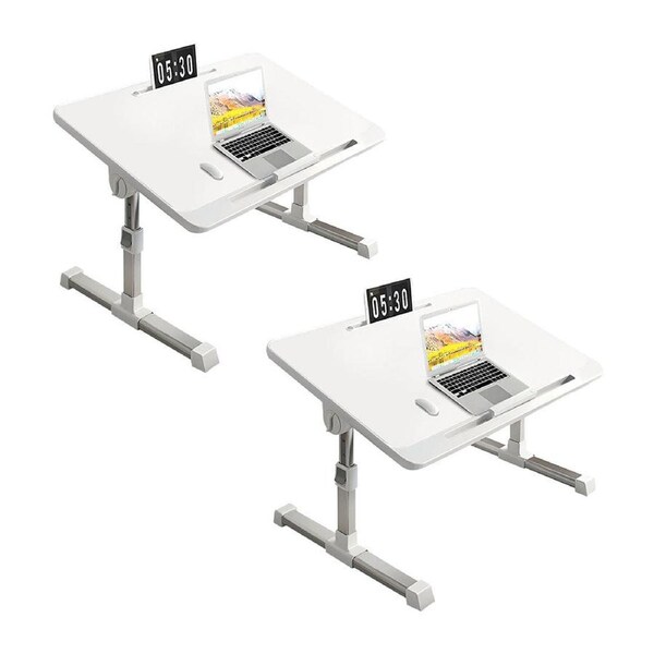 SOGA 2X 60X40cm White Small Laptop Bed Portable Foldable Study Table Adjustable