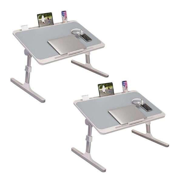 SOGA 2X 70X45cm Grey Small Laptop Bed Portable Foldable Study Table Adjustable
