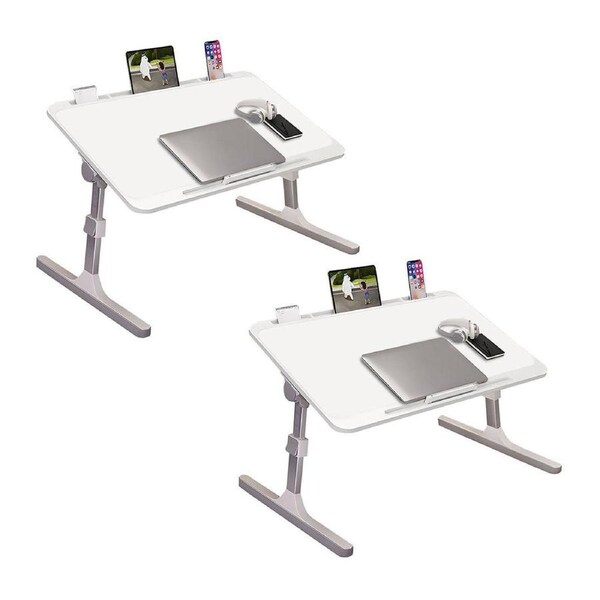SOGA 2X 70X45cm White Small Laptop Bed Portable Foldable Study Table Adjustable