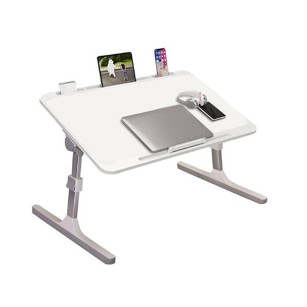 SOGA 70X45cm White Small Laptop Bed Portable Foldable Study Table Adjustable