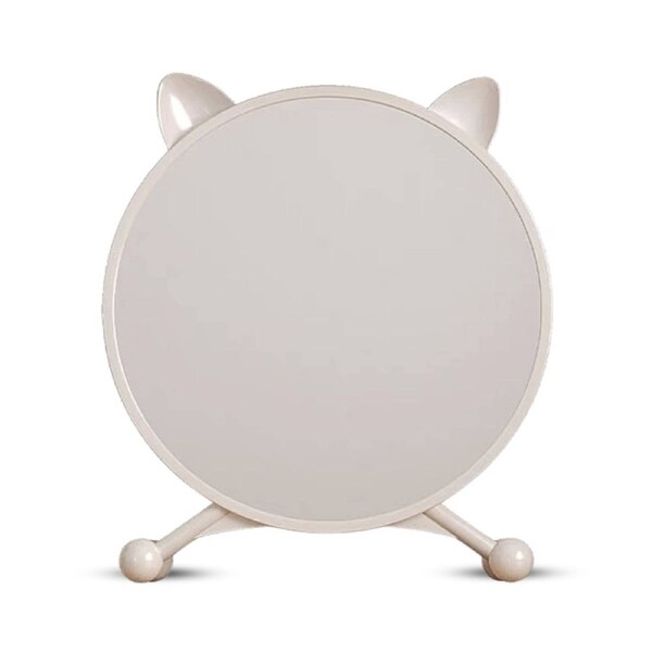 SOGA 40cm White Smart Makeup Bedroom Table Mirror Cat Ear Style No LED Light