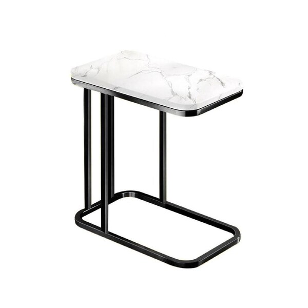 SOGA 30x50x58cm White Sofa Side Square Mini Table w/ Black Metal Legs