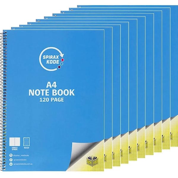 Spirax 957 Kode Notebook Books 120 Page A4 Pack 10