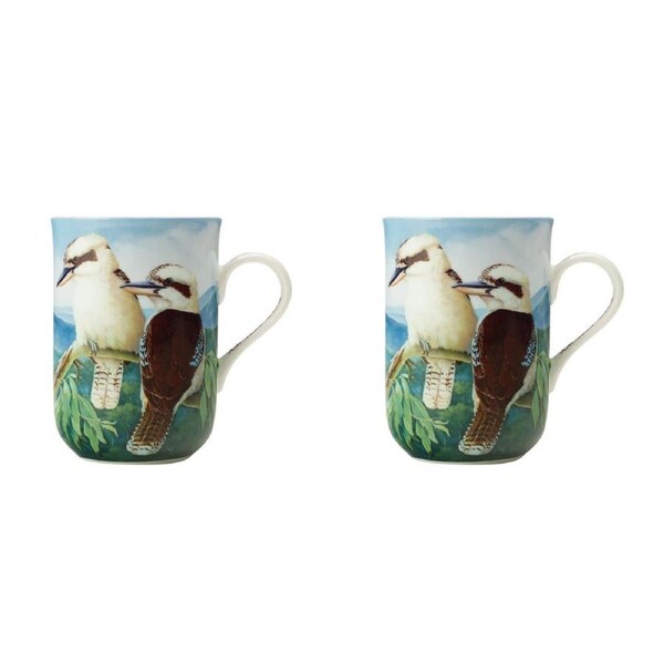 2x Maxwell & Williams Birds Of Australia 300ml Bone China Mug Cup Kookaburra