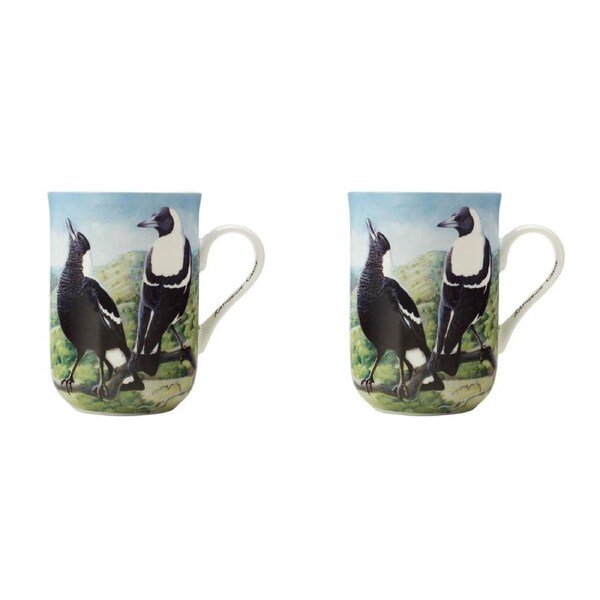 2x Maxwell & Williams Birds of Australia 300ml Bone China Mug Coffee Cup Magpie