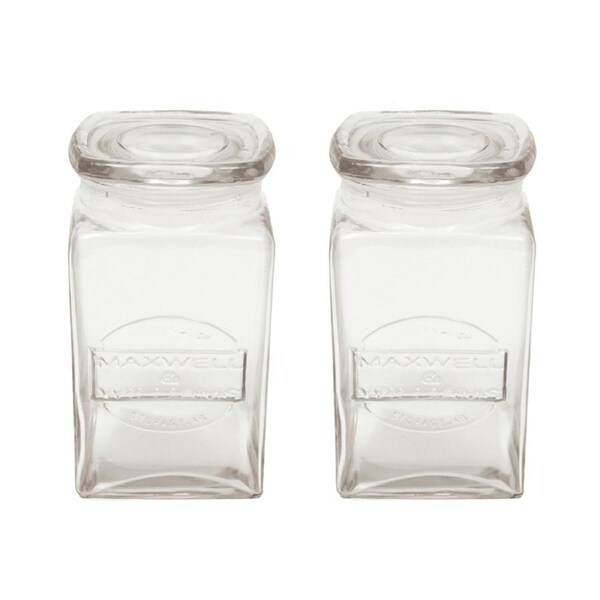 2x Maxwell & Williams Olde English 1L Glass Storage Jar Container w/ Lid Clear