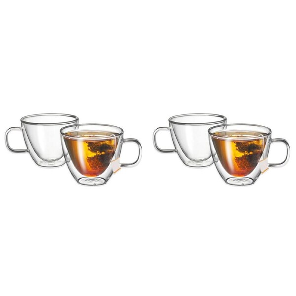 2x 2pc Avanti Sienna Twin Glass Wall 250ml Thermal Glasses Espresso/Coffee Cup