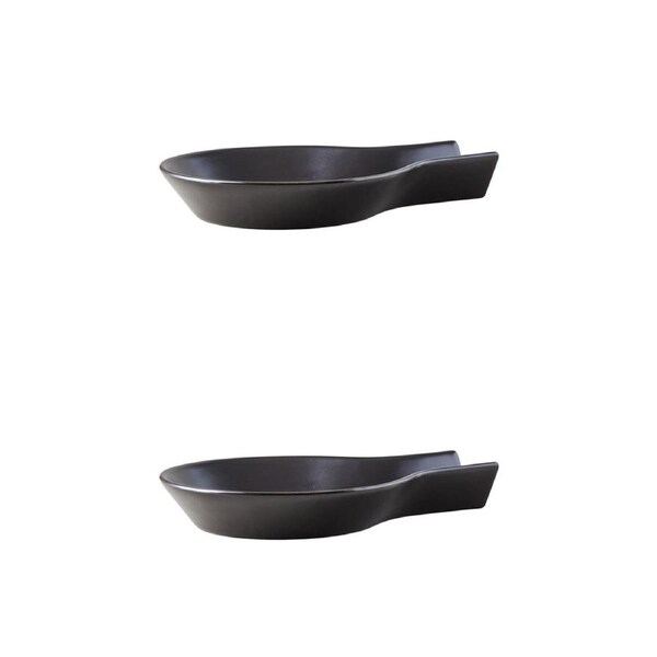 2x Maxwell & Williams Epicurious Porcelain 22.5cm Spoon Rest Utensil Holder BLK