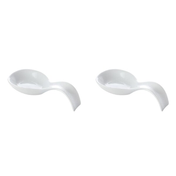 2x Maxwell & Williams Porcelain 23cm Basics Spoon Rest Cooking Utensil Holder WH