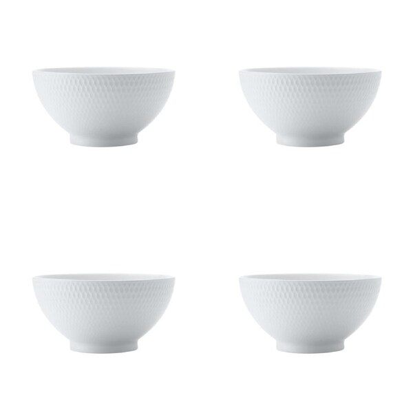 4x Maxwell & Williams Porcelain 15cm Basics Diamonds Rice Bowl Serving Dish WHT