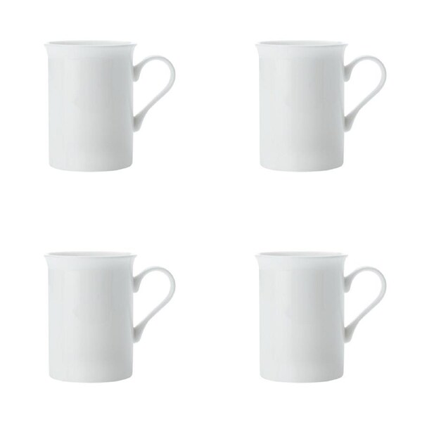4x Maxwell & Williams Fine Bone China 340ml Cashmere Mug Cylindrical Cup White