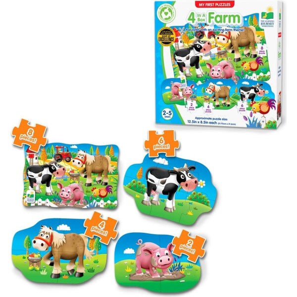 Learning Journey My First Puzzle Sets 4-In-A-Box Kids Fun Puzzles Farm 2-5y