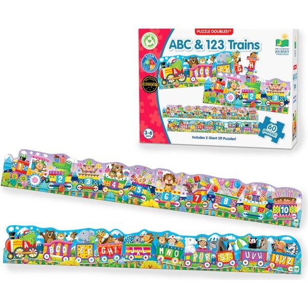 Learning Journey Puzzle Doubles Giant ABC & 123 Train Floor Puzzles Toy 3-6y