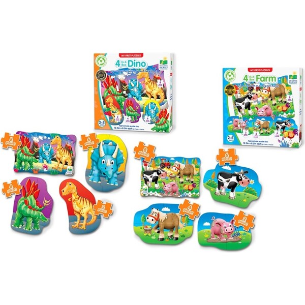 Learning Journey My First Puzzle Sets 4-In-A-Box Dinosaurs And Farm 2-5 years