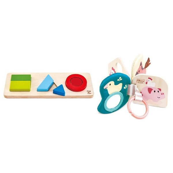 Hape Baby Book/Geometry Puzzle Bella Wood/Fabric Interactive Learning Play Toy