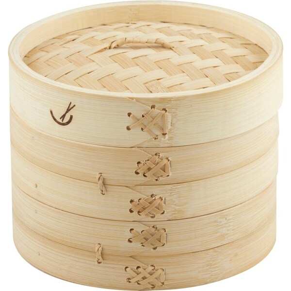 2-Tier Davis & Waddell Bamboo Dumpling/Dim Sum/Food Steamer 17.5x17.5cm Natural