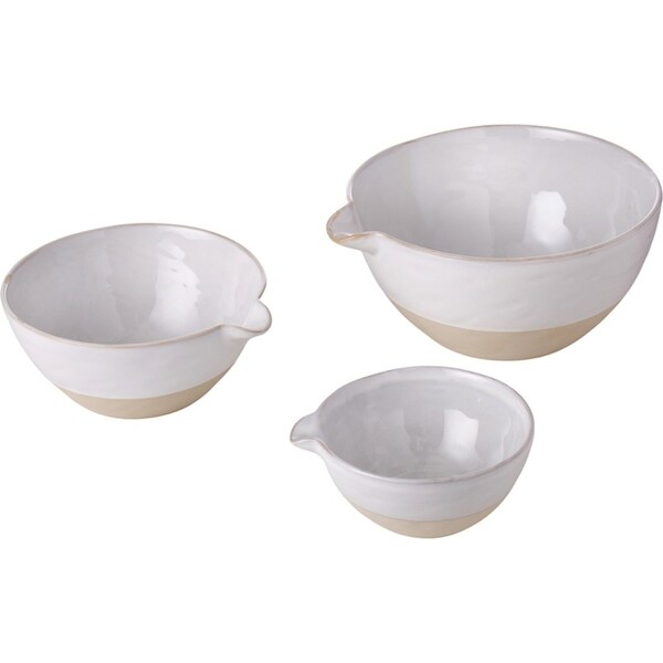 3pcs Davis & Waddell Stoneware Dish Round Mixing Bowls Kitchenware Set White