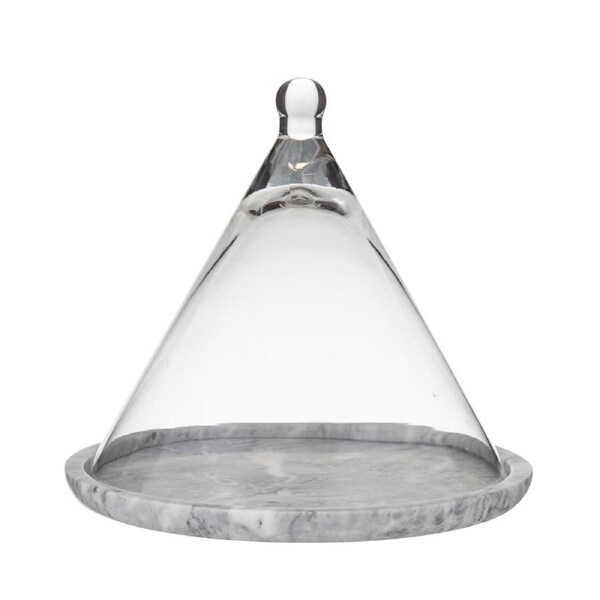 Davis & Waddell Nuvolo Marble Base w/ Glass Conical Dome 25x25cm Grey/Clear