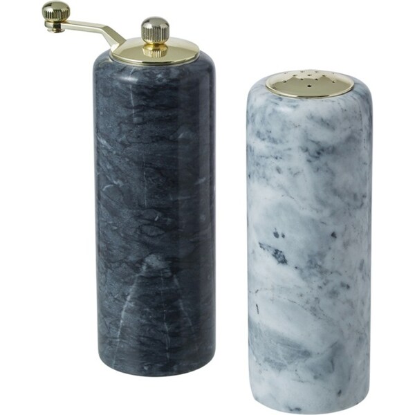 2pc Davis & Waddell Nuvolo Marble Salt/Pepper Spice Mill Set 5x5cm Grey/Black