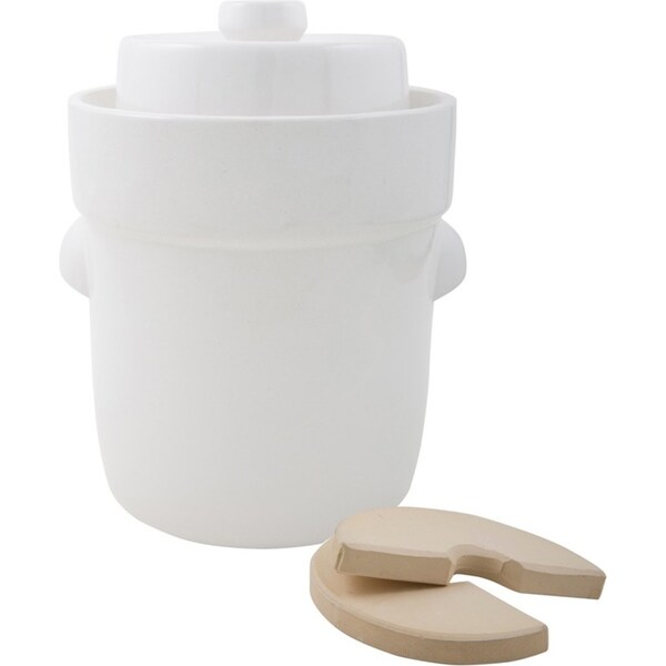 Davis & Waddell Fermentation Crock Stoneware Pot 33cm/5L Storage w/ Lid White