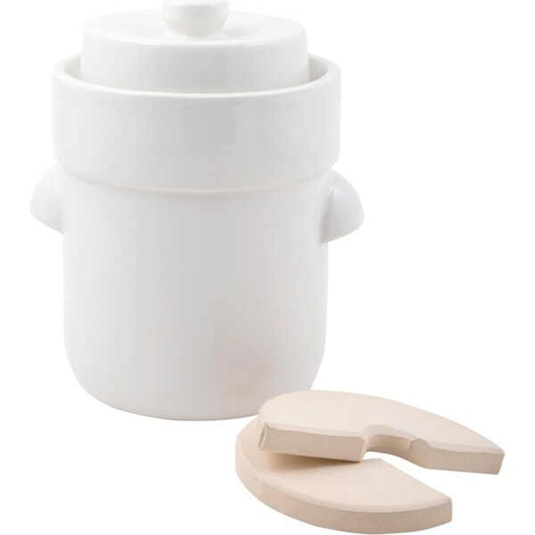 Davis & Waddell Fermentation Crock Stoneware Pot 25cm/3L Storage w/ Lid White