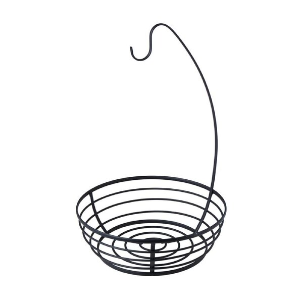 Davis & Waddell Fruit Basket Storage Organiser w/ Banana Hanger 28x40cm Black