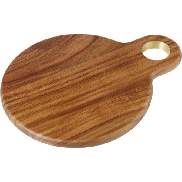 Davis & Waddell Acacia Wood/Brass Serving Paddle Board 32.5x25cm Round Natural