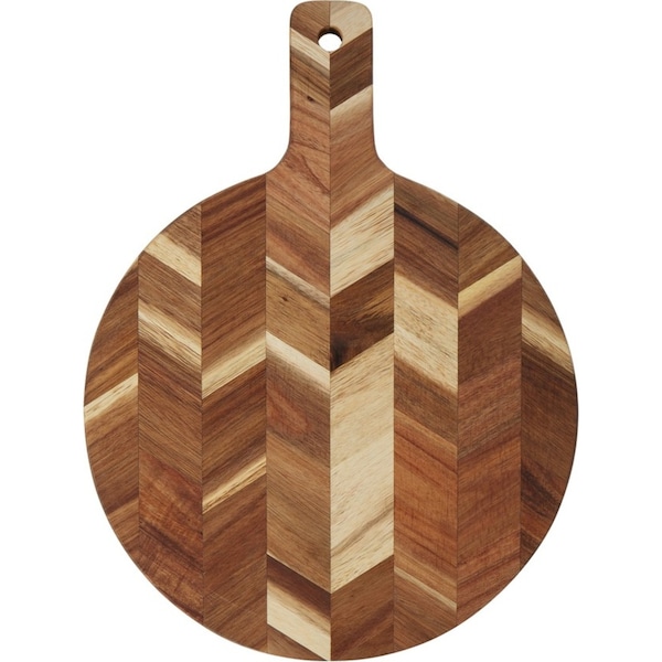 Davis & Waddell Herringbone Acacia Cutting/Chopping Board Round 33x40cm Natural