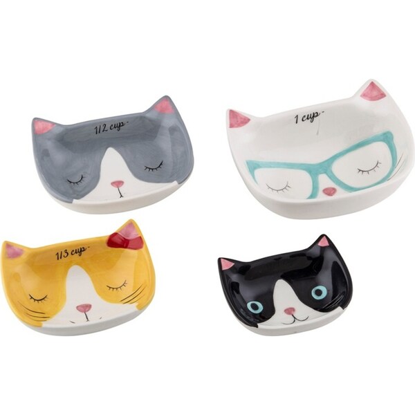 4pc Davis & Waddell Kitty Crew Measuring Cup Bowl Cooking/Baking Set 14x12cm