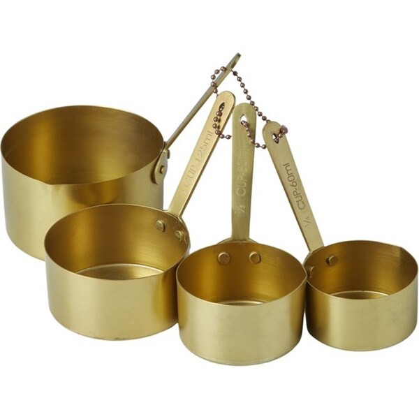 4pc Davis & Waddell Stainless Steel Measuring Cups Cooking/Baking Set Brass