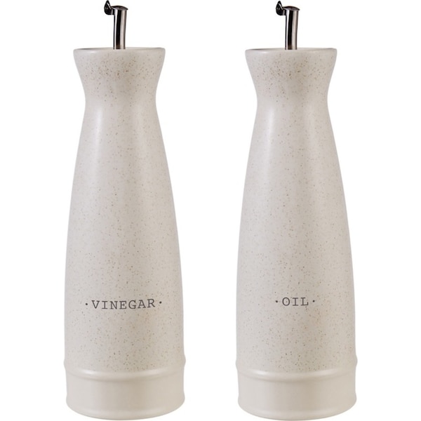 2pc Davis & Waddell Darley Stoneware Oil/Vinegar Bottle Dispenser 23.5cm Cream