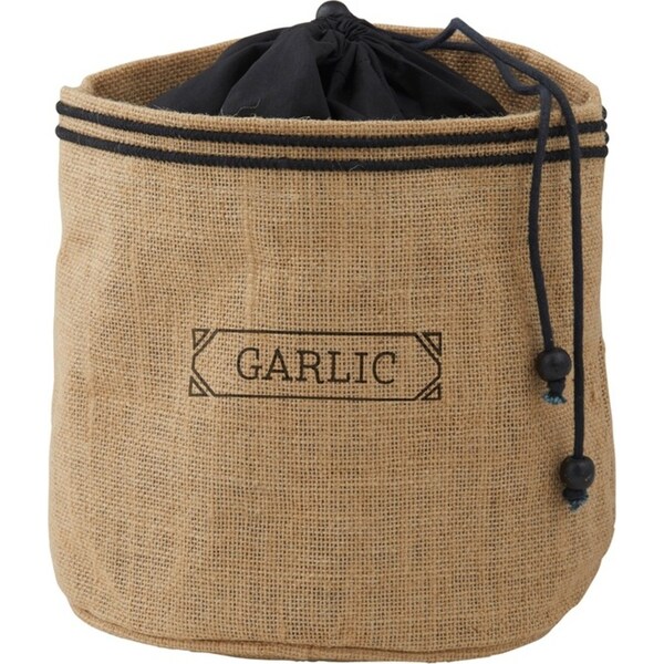 Davis & Waddell Garlic Sack Storage Kitchen Pantry Organiser 14x15cm Natural/BLK