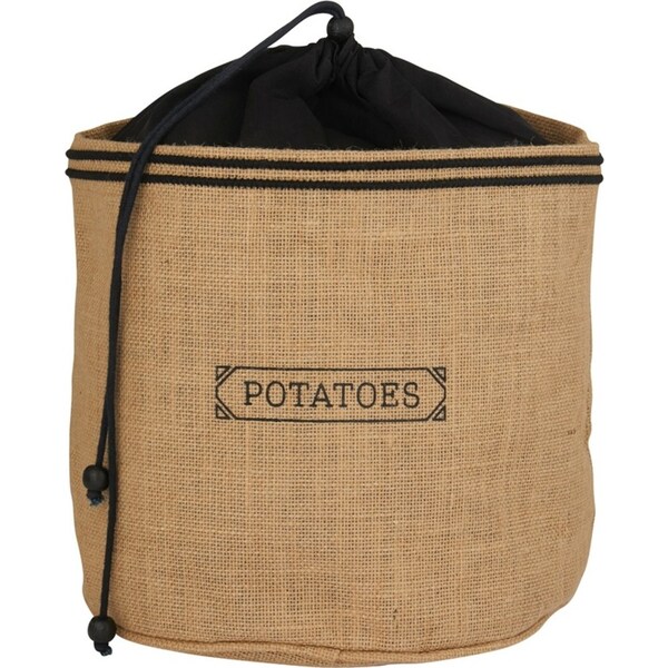 Davis & Waddell Potato Sack Storage Kitchen Pantry Organiser 24x18cm Natural/BLK