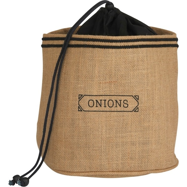 Davis & Waddell Onion Sack Storage Kitchen Pantry Organiser 20x15cm Natural/BLK