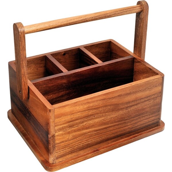 Davis & Waddell Acacia Wood Outdoor BBQ Caddy Utensil Holder Natural 27x22cm