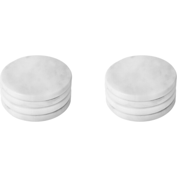 2x 4pc Davis & Waddell Nuvolo Marble Beverage Coaster Set Round 10x10cm Grey
