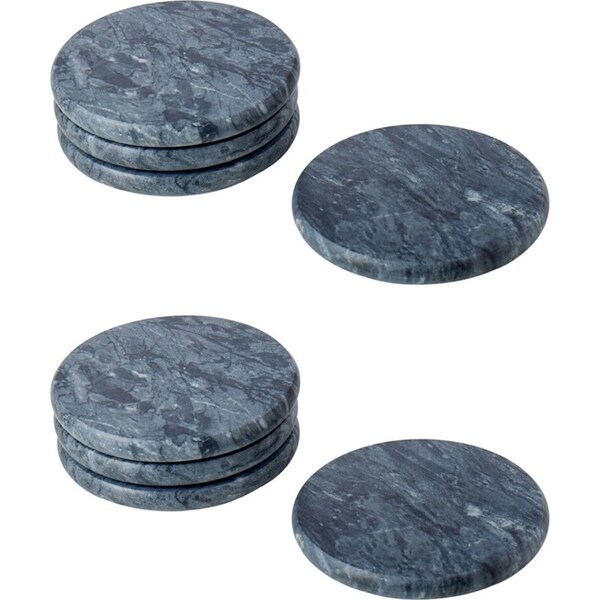 2x 4pc Davis & Waddell Nuvolo Marble Beverage Coasters Set 10x10cm Round Blck