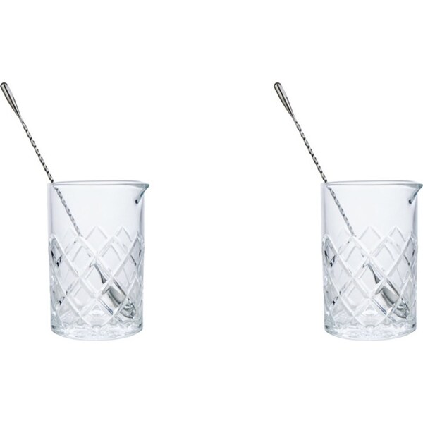 2x Davis & Waddell Fine Foods Party Cocktail Mixing Glass w/ Stirrer 600ml CLR