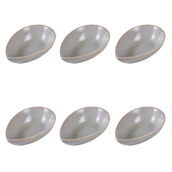 6x Davis & Waddell Nori Porcelain Shallow Bowl Asian Dish 14cm/100ml Light Grey