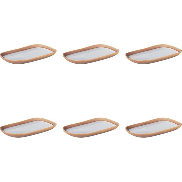 6x Davis & Waddell Aria Stoneware Rectangular Food Serving Platter 24cm Natural