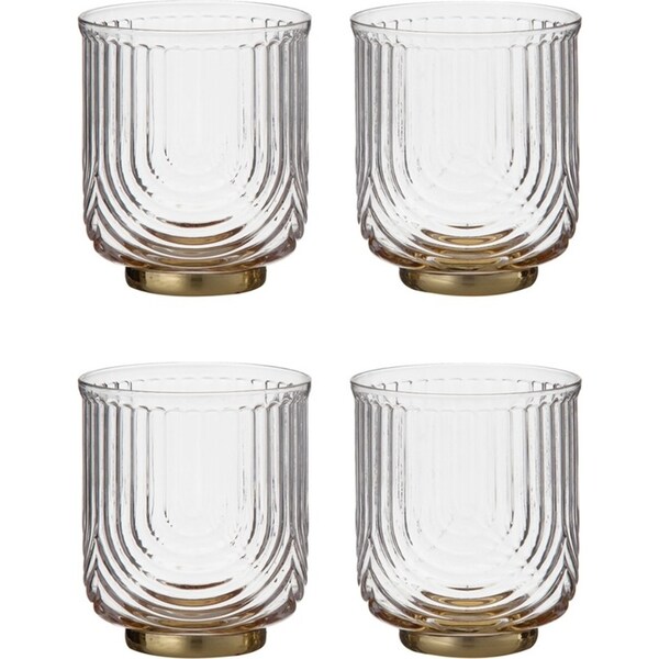 2x 2pc Davis & Waddell Avery DOF 10cm/350ml Tumbler Glass Drinking Set CLR/GLD