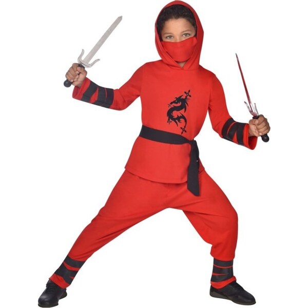 Ninja Warrior Red Child Costume Size 8-10 Years