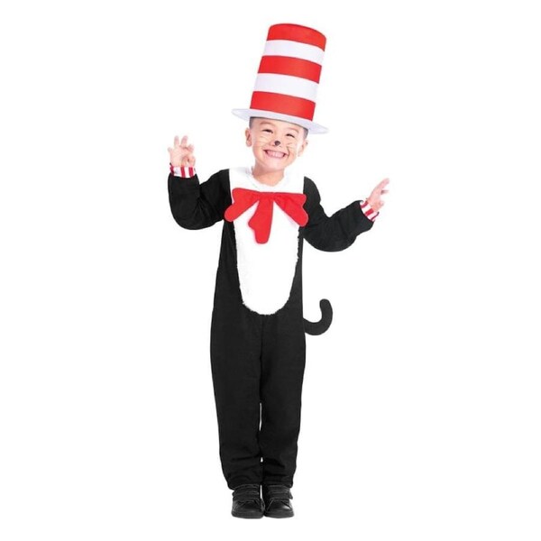 Cat in the Hat Jumpsuit Child Costume Size 3-4 Years