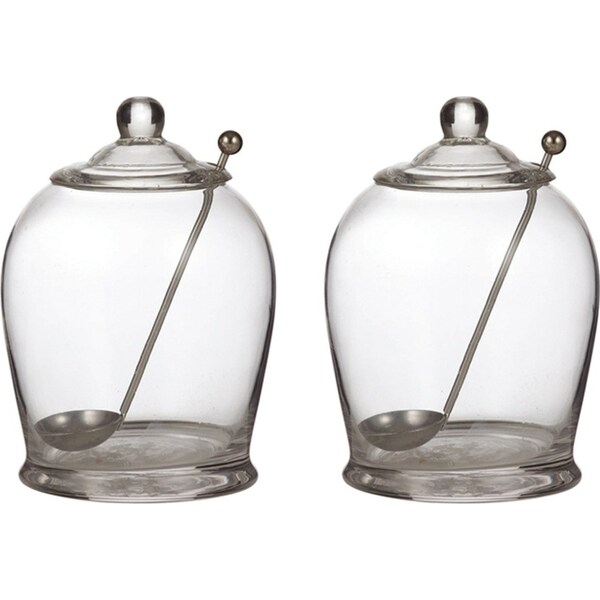 2x Davis & Waddell Olive Jar Container Storage w/ Stainless Steel Spoon 15cm CLR