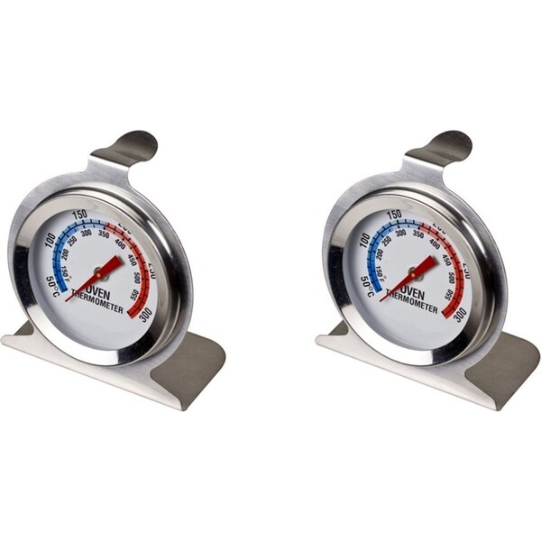 2x Davis & Waddell Oven Thermometer Stainless Steel Kitchen Cooking 10cm Silver