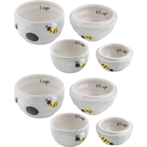 2x 4pc Davis & Waddell Beetanical Cooking Measuring Cups Set 11x17cm Yellow/BLK