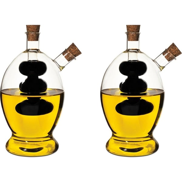 2x Davis & Waddell Grape Oil/Vinegar Glass Bottle Container 15cm Clear/Natural