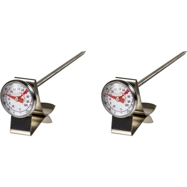 2x Davis & Waddell Milk Frothing 13cm -10°C to 100°C Thermometer Glass/Stainless