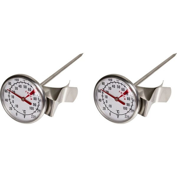 2x Davis & Waddell LRG Dial Milk Frothing 13cm -10°C to 100°C Thermometer Glass